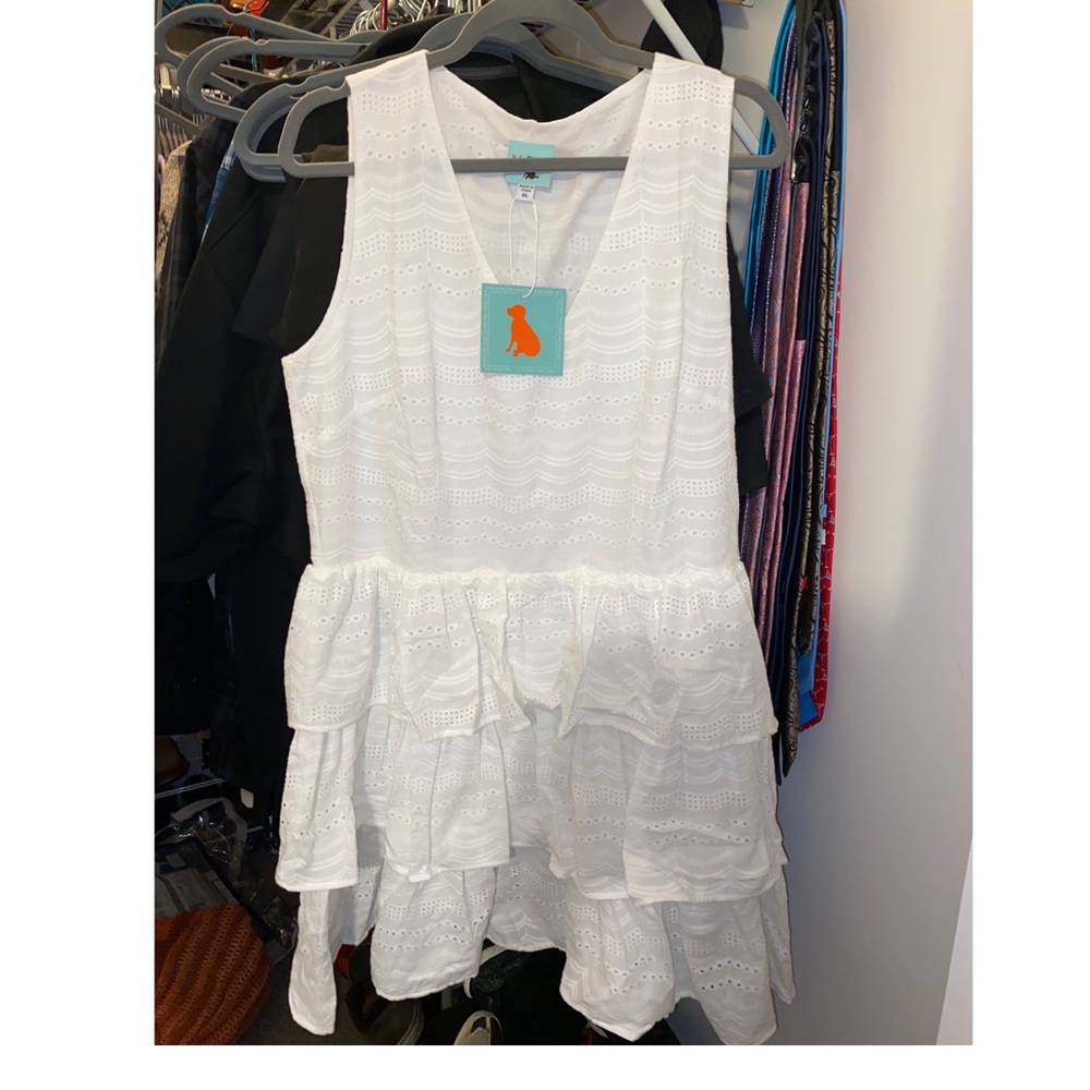 Haley & the Hound white ruffle dress